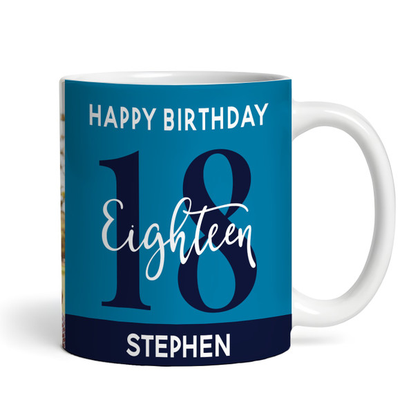 18th Birthday Photo Gift Blue Tea Coffee Cup Personalised Mug