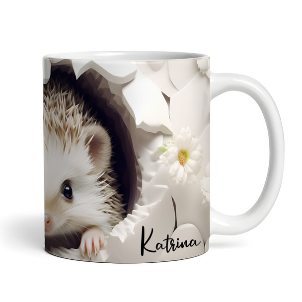 Cute 3D Peeking Hedgehog Name Tea Coffee Cup Custom Gift Personalised Mug