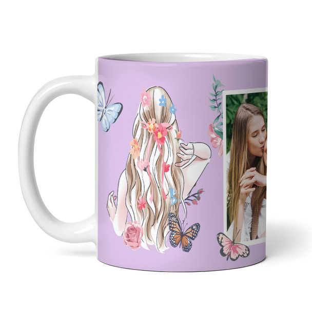 Gift For Daughter Photo Purple Butterfly Tea Coffee Cup Personalised Mug