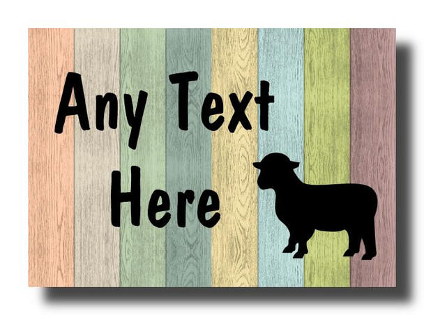 Pastel Wood Lamb Sheep Personalised Jumbo Fridge Magnet