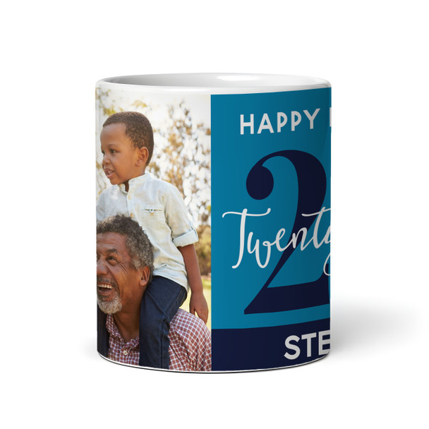 25th Birthday Photo Gift Blue Tea Coffee Cup Personalised Mug