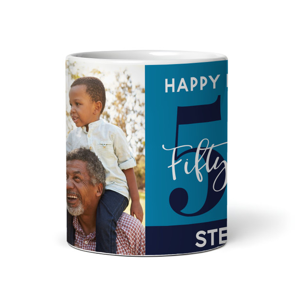 55th Birthday Photo Gift Blue Tea Coffee Cup Personalised Mug