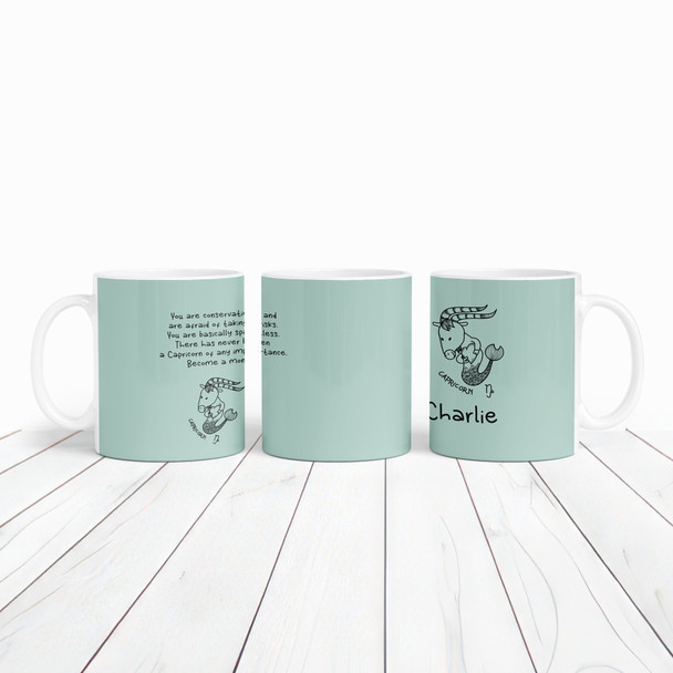 Capricorn Funny Zodiac Sign Description Birthday Gift Green Personalised Mug