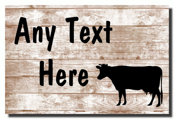 Cow Shabby Wooden Effect Personalised Jumbo Fridge Magnet