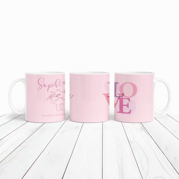 Pink Love Line Art Gift for Husband Wife Boyfriend Girlfriend Personalised Mug