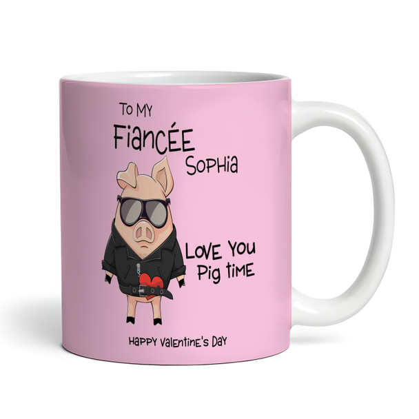 Fiancée Pink Love You Pig Time Sunglasses And Leather Jacket Personalised Mug