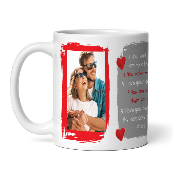 Romantic Gift 5 Reasons Why I Love You Photo Valentine's Day Personalised Mug