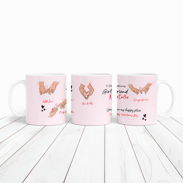 Gift For Girlfriend Heart Couple Hands Valentine's Day Gift Personalised Mug