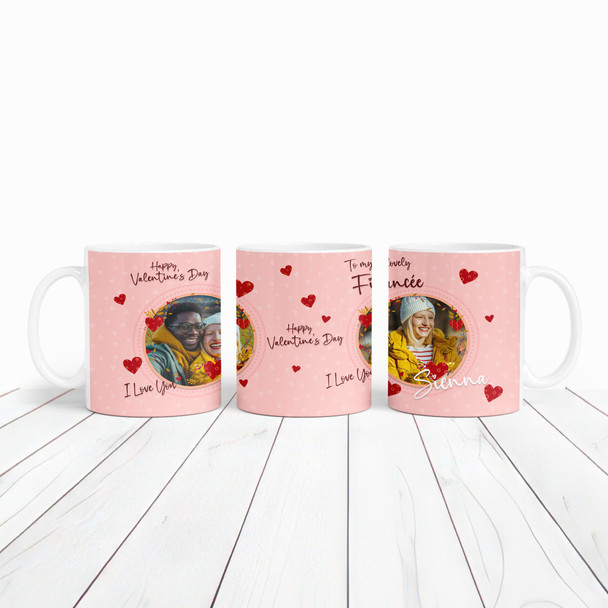 Fiancée Gift Love Hearts Photo Frame Valentine's Day Gift Personalised Mug