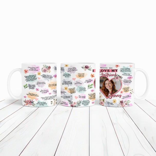 Gift For Girlfriend Photo Floral Reasons Why I Love You Personalised Mug
