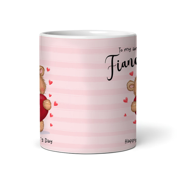 Fiancée Gift Pink Teddy Bear Heart Valentine's Day Gift Personalised Mug