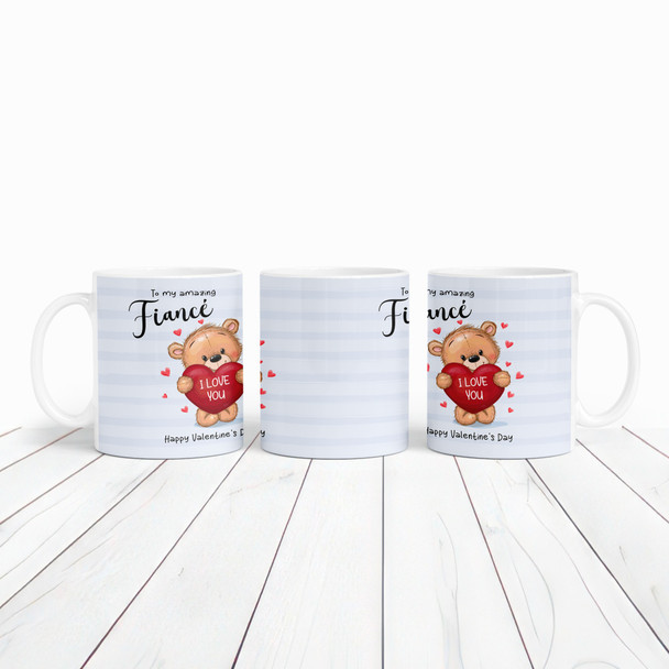 Gift For Fiancé Blue Teddy Bear Valentine's Day Gift Personalised Mug
