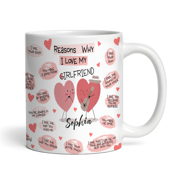 Gift For Girlfriend Reasons Why I Love You Hearts Personalised Mug