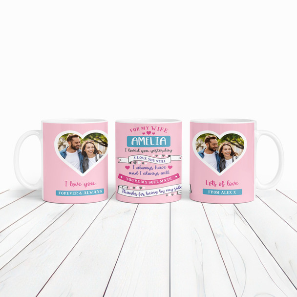 Gift For My Wife Photo Pink Valentine's Day Gift Personalised Mug