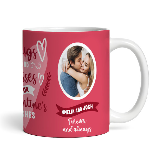 Hugs & Kisses Valentines Gift Photo Red Personalised Mug