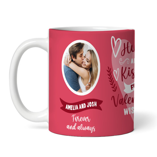 Hugs & Kisses Valentines Gift Photo Red Personalised Mug