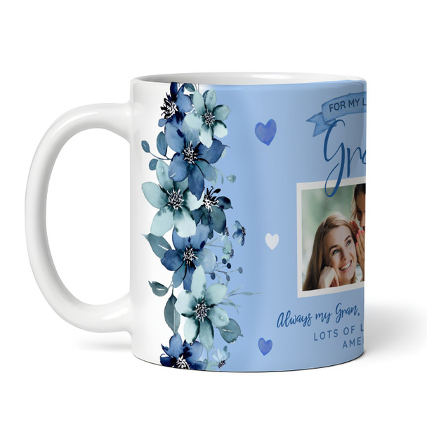 Gran Mother's Day Gift Birthday Gift For Gran Photo Flower Blue Personalised Mug