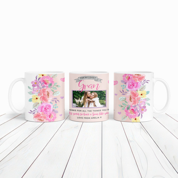 Gran Thank You For Everything Photo Mother's Day Birthday Gift Personalised Mug