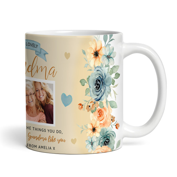 Grandma Birthday Gift Mother's Day Flower Photo Flower Yellow Personalised Mug