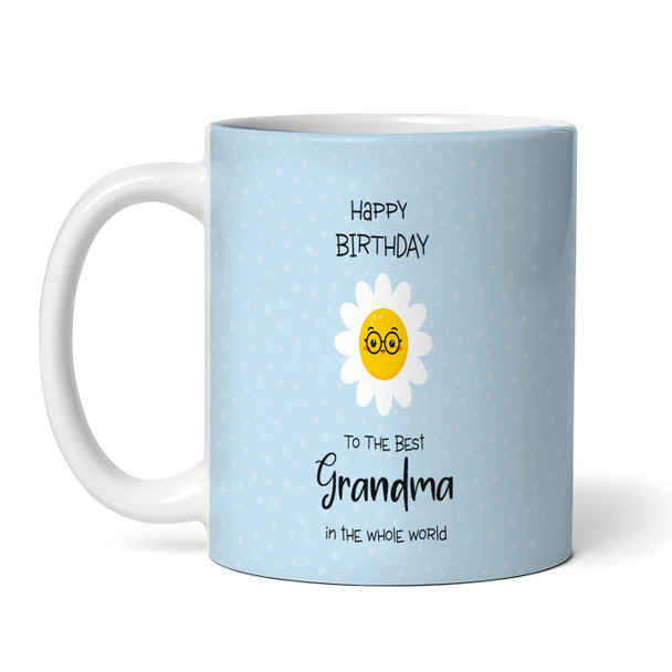 Birthday Gift Blue Background Grandma's Little Flowers Personalised Mug