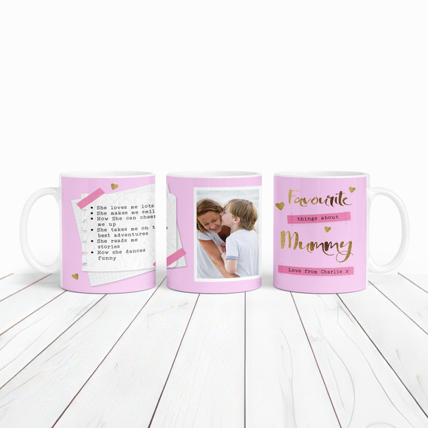 Favourite Things About Mum Mother's Day Birthday Gift Photo Personalised Mug