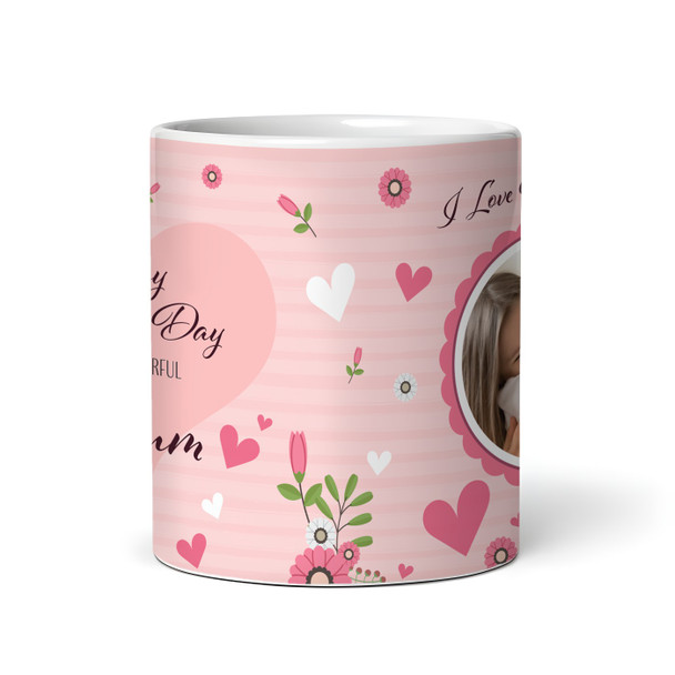 Pink Floral Circle Photo Mother's Day Gift For Mum Personalised Mug