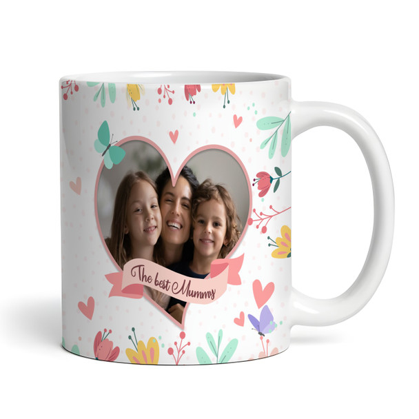 Floral Butterflies Photo Heart Mother's Day Gift Personalised Mug