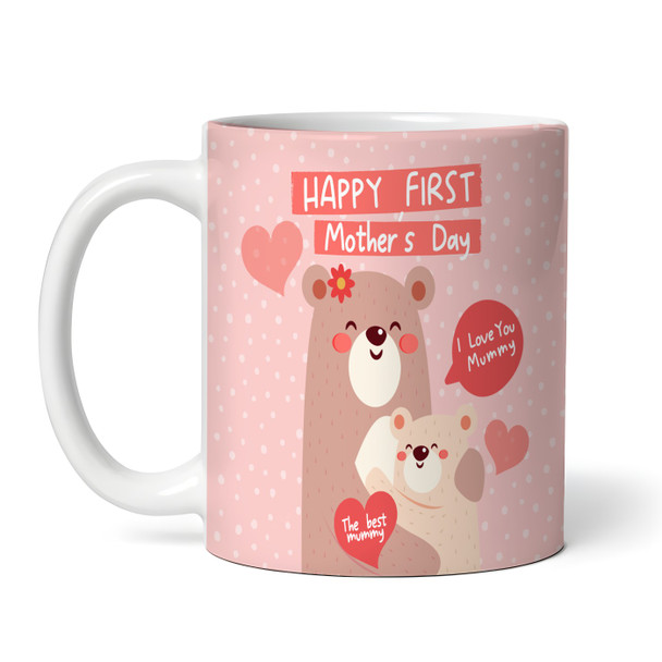 Pink Bear Mum With Child 1st Mother's Day Gift Personalised Mug