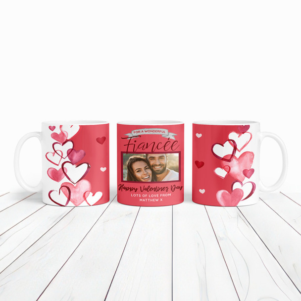 Fiancée Red Heart Photo Valentine's Day Gift Personalised Mug