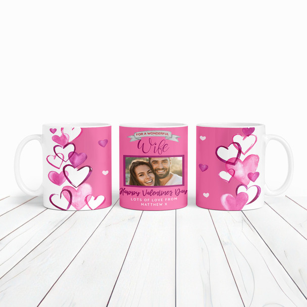 Wife Pink Heart Photo Valentine's Day Gift Personalised Mug