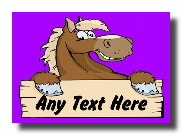 Cartoon Horse Purple Personalised Jumbo Fridge Magnet