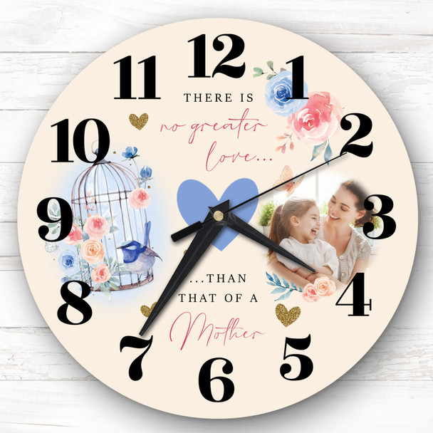 Mother Love Blue Bird Cage Photo Birthday Mother's Day Gift Personalised Clock
