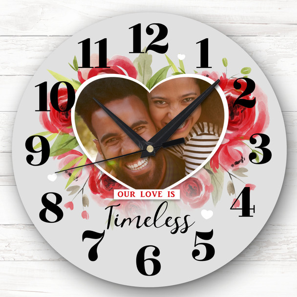 Love Timeless Photo Grey Valentine's Day Gift Anniversary Personalised Clock Love Timeless Photo Grey Valentine's Day Gift Anniversary Personalised Clock