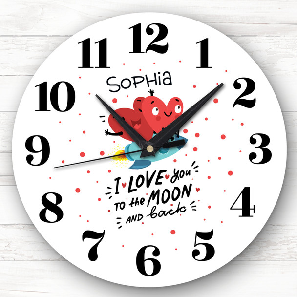 Two Love On The Rocket Anniversary Valentine's Day Gift Personalised Clock