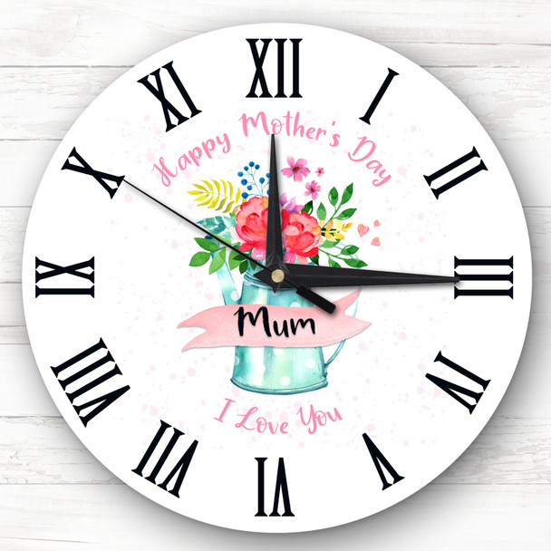 Mum Floral Watering Can Happy Mother's Day Gift Personalised Clock
