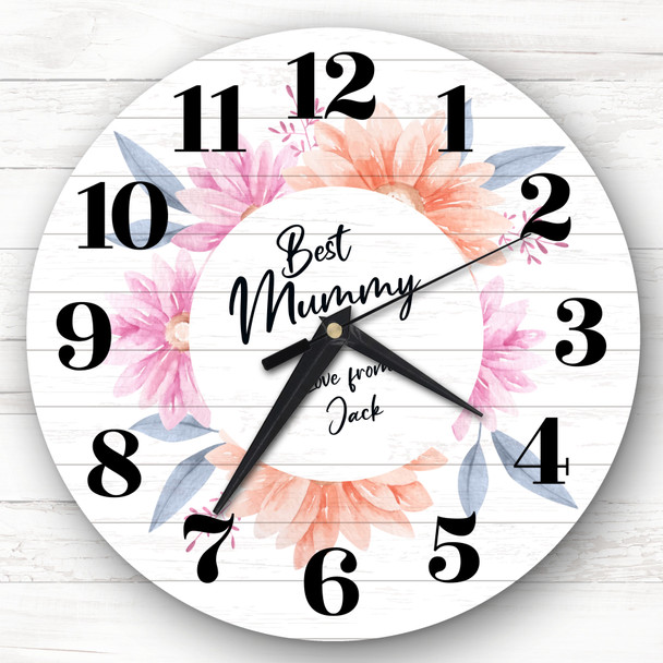 Best Mummy Floral Mother's Day Birthday Gift Personalised Clock