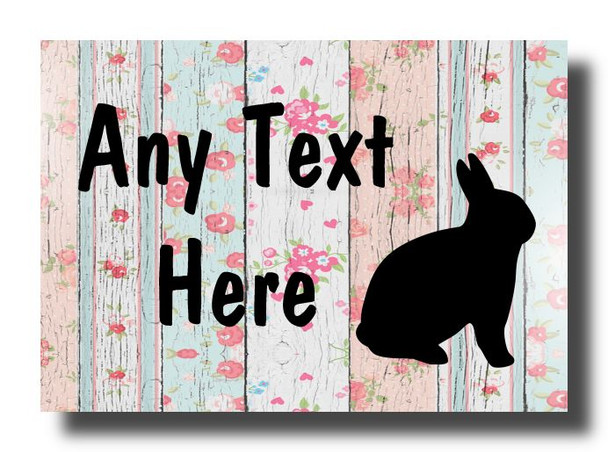 Rabbit Shabby Wood Personalised Jumbo Fridge Magnet