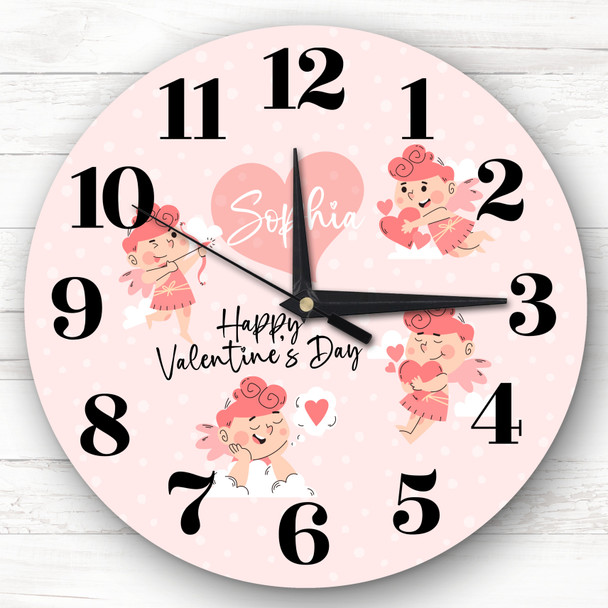 Pink Cute Love Cupid Valentine's Day Gift Personalised Clock