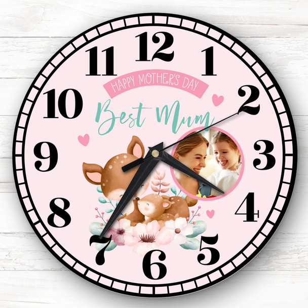 Best Mum Mother's Day Gift Deer Photo Personalised Clock