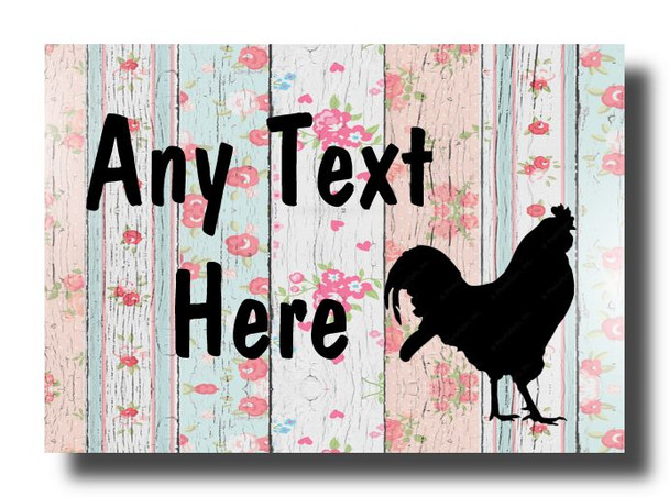 Rooster Chicken Hen Shabby Wood Personalised Jumbo Fridge Magnet