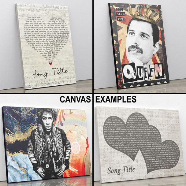 Grey Heart Any Song Lyrics Custom Wall Art Music Lyrics Poster Print, Framed Print Or Canvas - Des65536