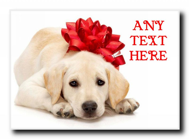 Dog With Xmas Bow Christmas Personalised Jumbo Magnet