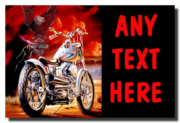 Harley Davidson Motorbike Red Personalised Jumbo Fridge Magnet