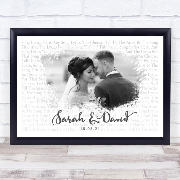Off With Their Heads Landscape Smudge White Grey Wedding Photo Any Song Lyrics Custom Wall Art Music Lyrics Poster Print, Framed Print Or Canvas