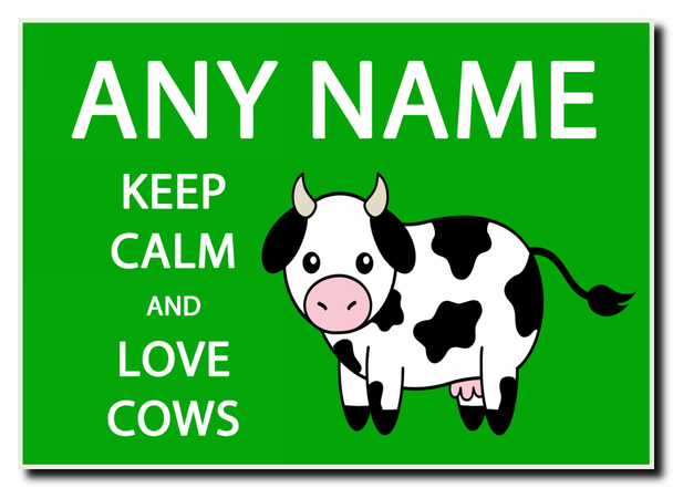 Keep Calm And Love Cows Green Personalised Jumbo Magnet