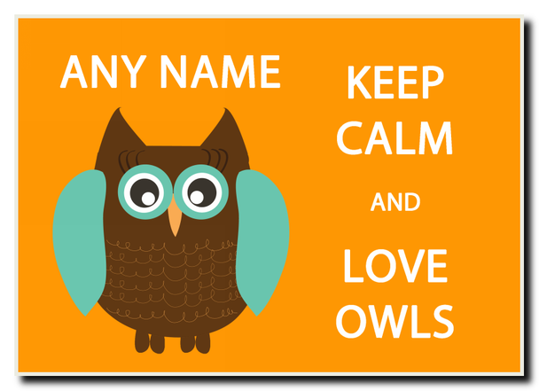 Keep Calm And Love Owls Personalised Jumbo Magnet