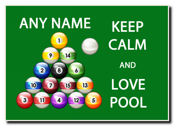 Keep Calm And Love Pool Personalised Jumbo Magnet