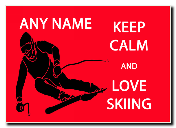 Keep Calm And Love Skiing Personalised Jumbo Magnet