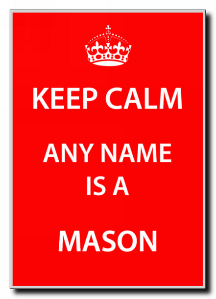 Mason Personalised Keep Calm Jumbo Magnet