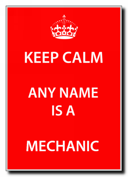 Mechanic Personalised Keep Calm Jumbo Magnet